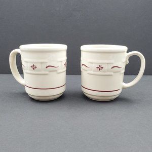 Longaberger Pottery Woven Traditions Paprika Red Coffee Mugs